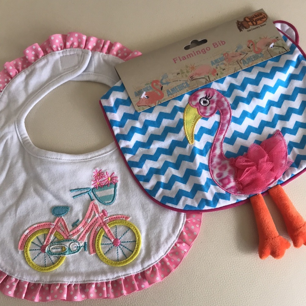 Two NWT Baby Girl Bibs